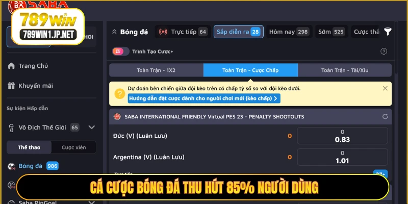 Cá cược bóng đá thu hút 85% người dùng