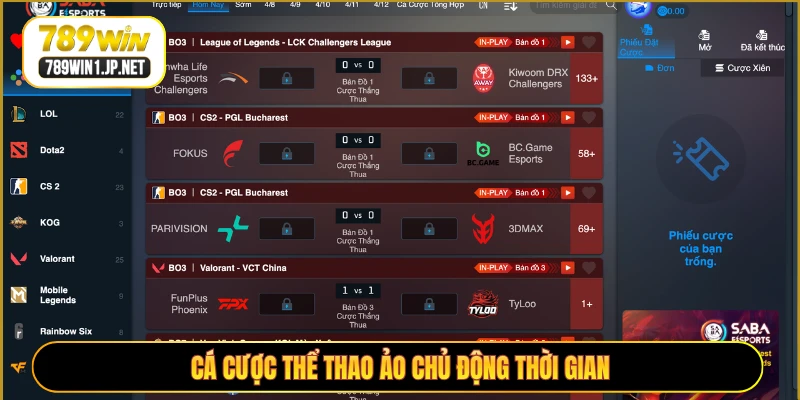 Cá cược thể thao ảo chủ động thời gian