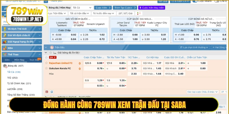 Đồng hành cùng 789WIN xem trận đấu tại Saba