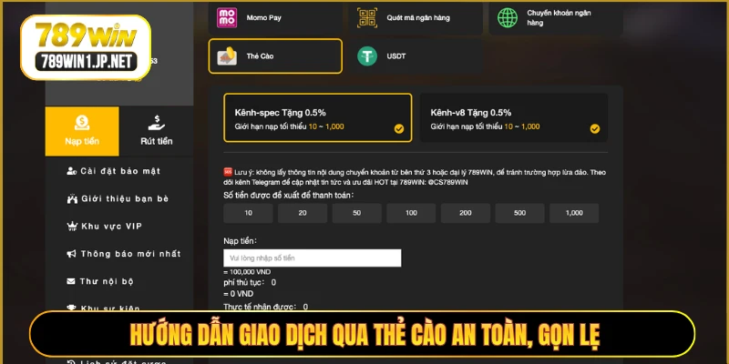 Hướng dẫn giao dịch qua thẻ cào an toàn, gọn lẹ