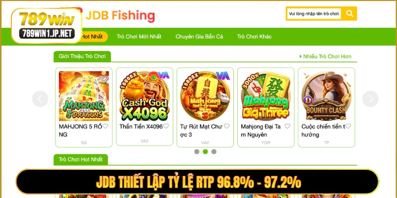 JDB thiết lập tỷ lệ RTP 96.8% - 97.2%