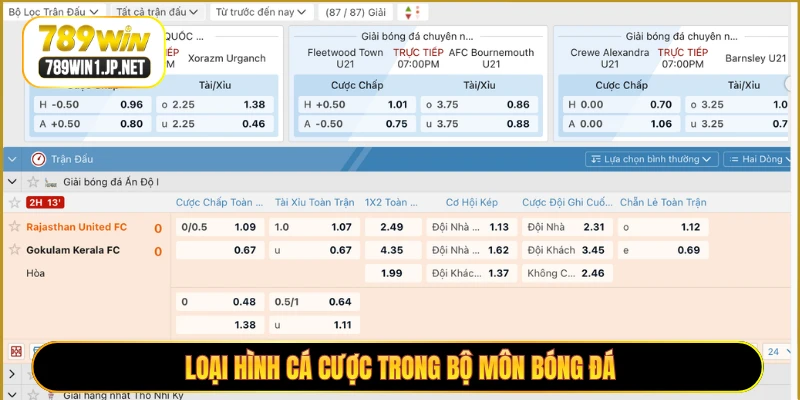 Loại hình cá cược trong bộ môn bóng đá